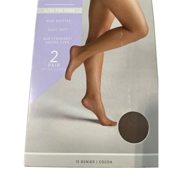 Silk Impressions Tights Size XL Ultra Fine Sheer High Waist 15 Denier 2 Pair NEW - Picture 2 of 6